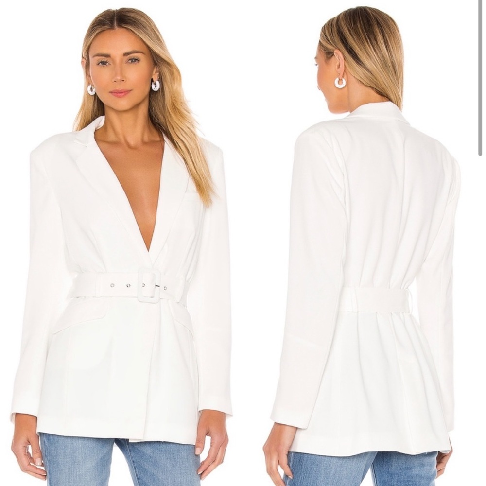NBD niko belted blazer size xs white